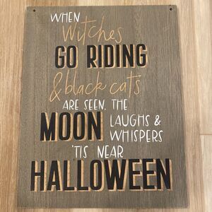 Halloween Wall Decor / Sign 11.5 x 9 Witches, Black Cats, Moon